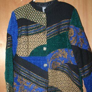 Indigo Moon Multi-colored Patchwork Tapestry Ladies Jacket B-236